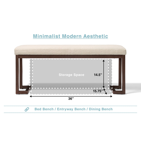 Metal Frame Upholstered Bench (48'')