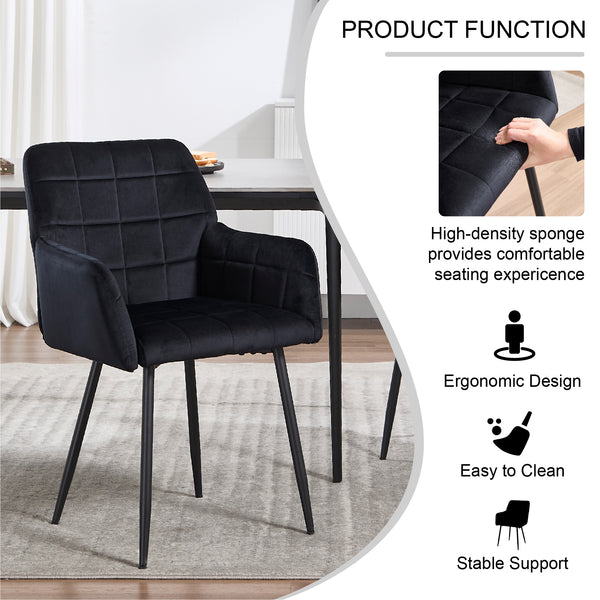 Modern Velvet Dining Chairs (Set of 2)