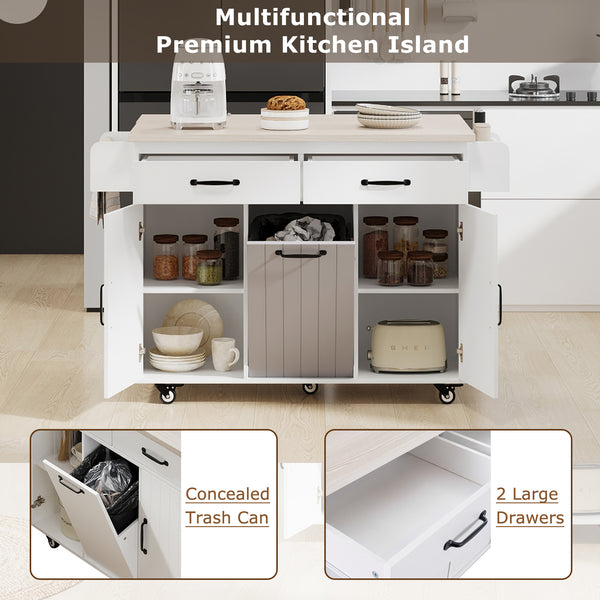 Multifunctional Rolling Kitchen Island (51'')