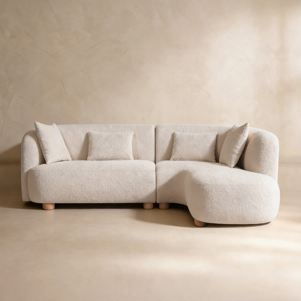Capri White Bouclé Curved Sectional Sofa (101")