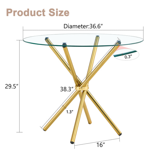 Round Glass Top Dining Table (36'')