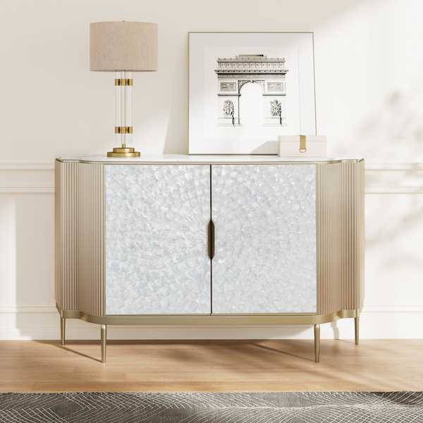 Fluted Marble Top Buffet (59'')