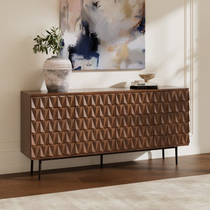 Reco Carved Pattern Wood Sideboard (70'')