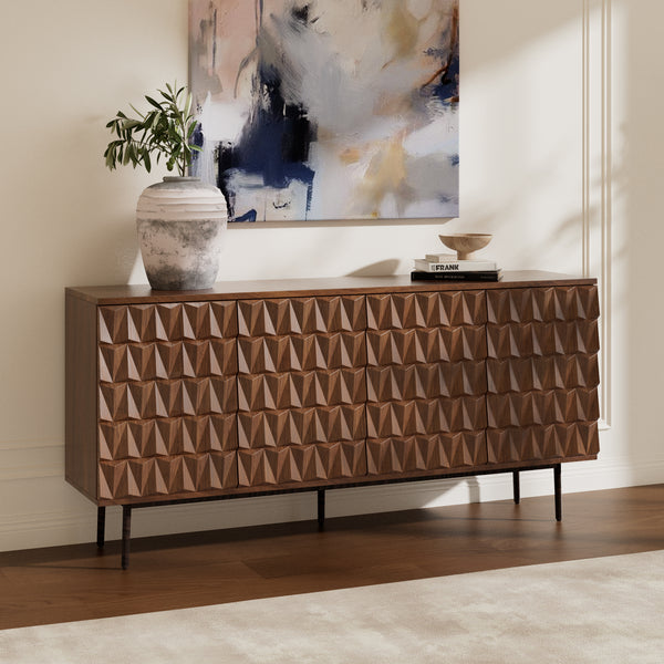 Reco Carved Pattern Wood Sideboard (70'')