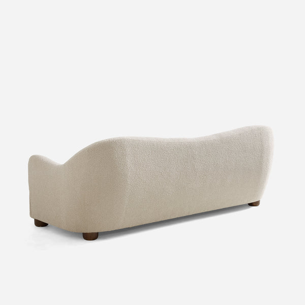 Wave White Bouclé Curved Sofa (86'')