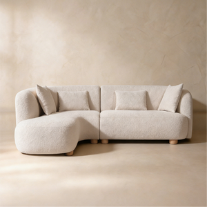 Capri White Bouclé Curved Sectional Sofa (101")