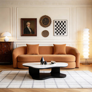 Verona Orange Chenille Curved Sofa (77")