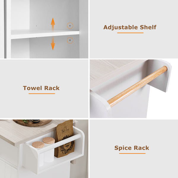 Multifunctional Rolling Kitchen Island (51'')