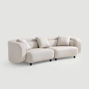 Covan White Cotton & Linen Curved Sofa (104'')