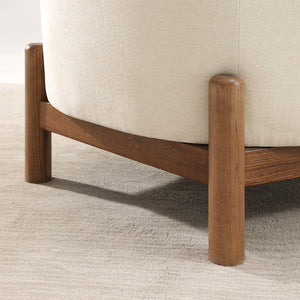 Giverny White Cotton & Linen Barrel Accent Chair