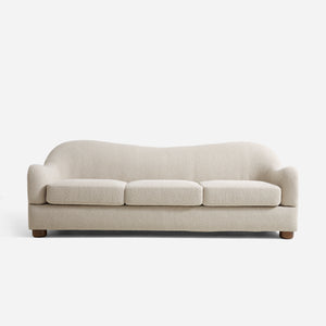 Wave White Bouclé Curved Sofa (86'')
