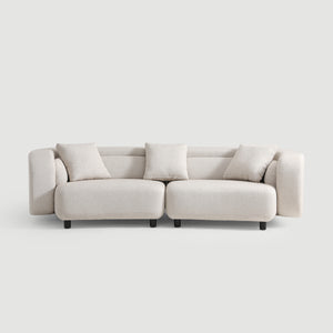 Covan White Cotton & Linen Curved Sofa (104'')
