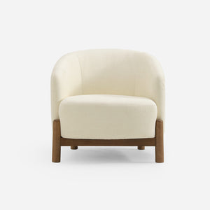 Giverny White Cotton & Linen Barrel Accent Chair