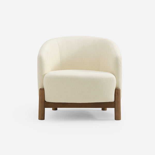 Giverny White Cotton & Linen Barrel Accent Chair
