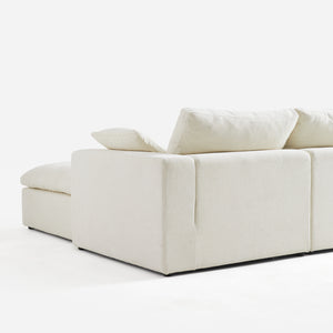 Luvia White Chenille Modular Sectional Sofa with Ottoman (120")