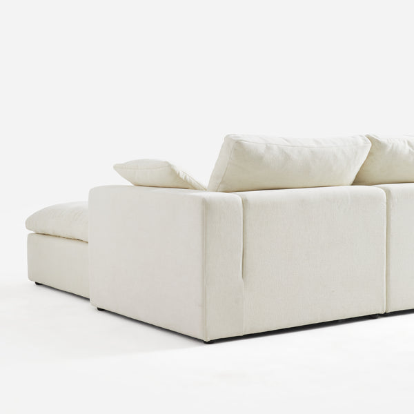 Luvia White Chenille Modular Sectional Sofa with Ottoman (120")
