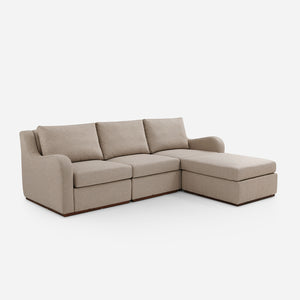 Arden Beige Cotton & Linen Sofa with Ottoman (114")