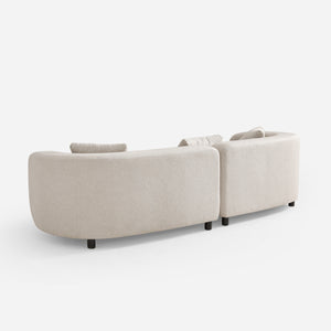 Covan White Cotton & Linen Curved Sofa (104'')