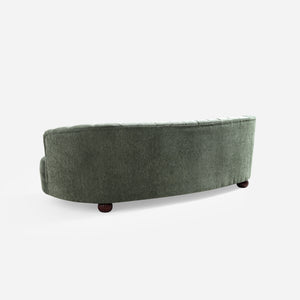 Velaf Green Chenille Curved Channeled Sofa (87'')