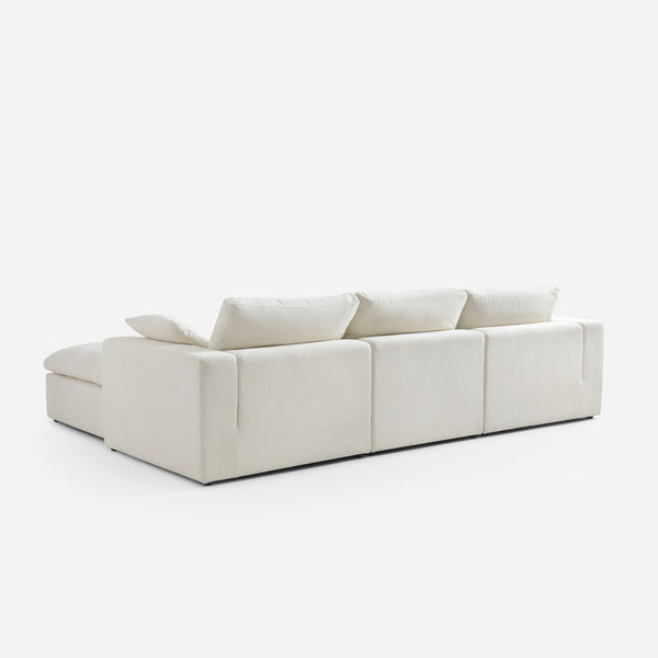 Luvia White Chenille Modular Sectional Sofa with Ottoman (120")