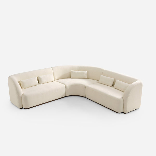 Giverny White Cotton & Linen Curved Sectional Sofa (158")