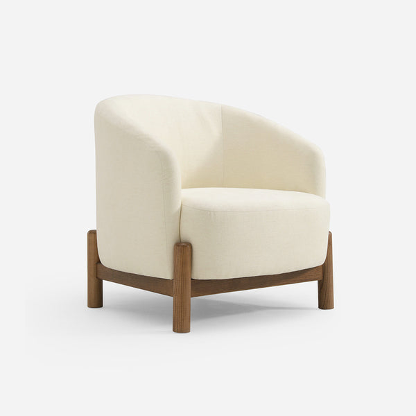 Giverny White Cotton & Linen Barrel Accent Chair