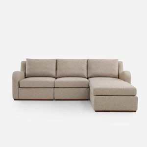 Arden Beige Cotton & Linen Sofa with Ottoman (114")