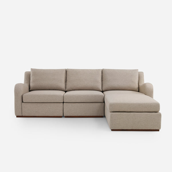 Arden Beige Cotton & Linen Sofa with Ottoman (114")