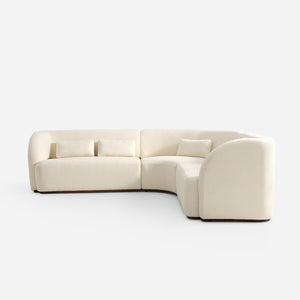 Giverny White Cotton & Linen Curved Sectional Sofa (158")