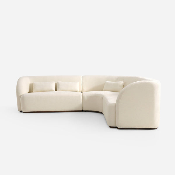 Giverny White Cotton & Linen Curved Sectional Sofa (158")