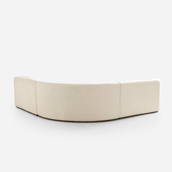 Giverny White Cotton & Linen Curved Sectional Sofa (158")