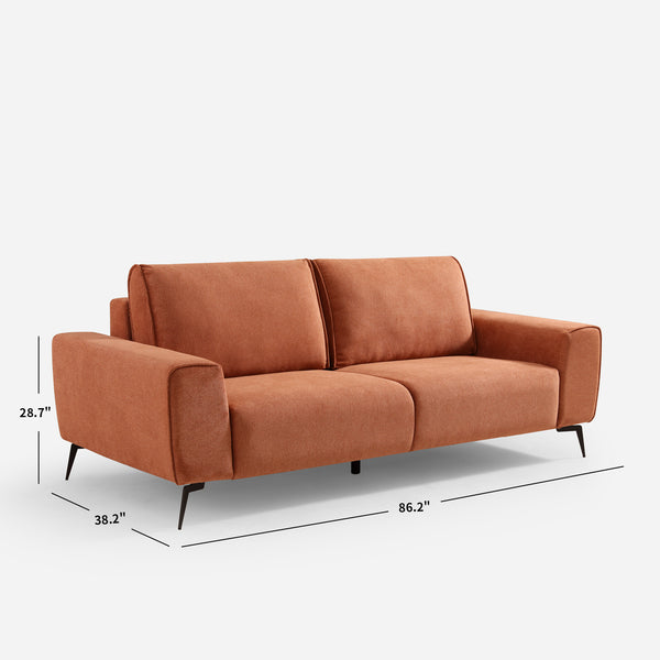 Vora Orange Chenille Modern Sofa (86'')