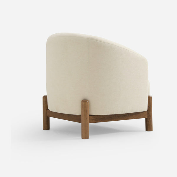 Giverny White Cotton & Linen Barrel Accent Chair