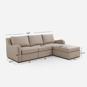 Arden Beige Cotton & Linen Sofa with Ottoman (114")
