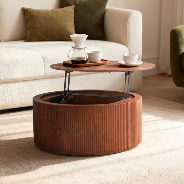 Esmond Fluted Round Lift-Top Coffee Table (35")