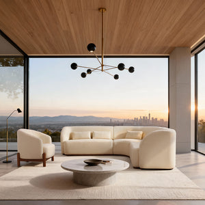 Giverny White Cotton & Linen Curved Sectional Sofa (158")