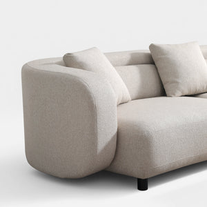 Covan White Cotton & Linen Curved Sofa (104'')