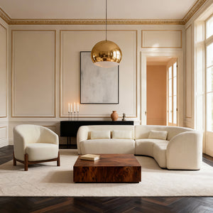 Giverny White Cotton & Linen Barrel Accent Chair