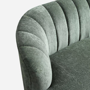 Velaf Green Chenille Curved Channeled Sofa (87'')