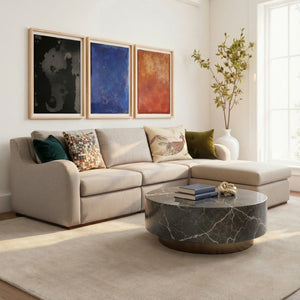 Arden Beige Cotton & Linen Sofa with Ottoman (114")