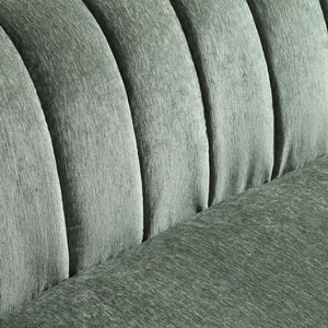 Velaf Green Chenille Curved Channeled Sofa (87'')
