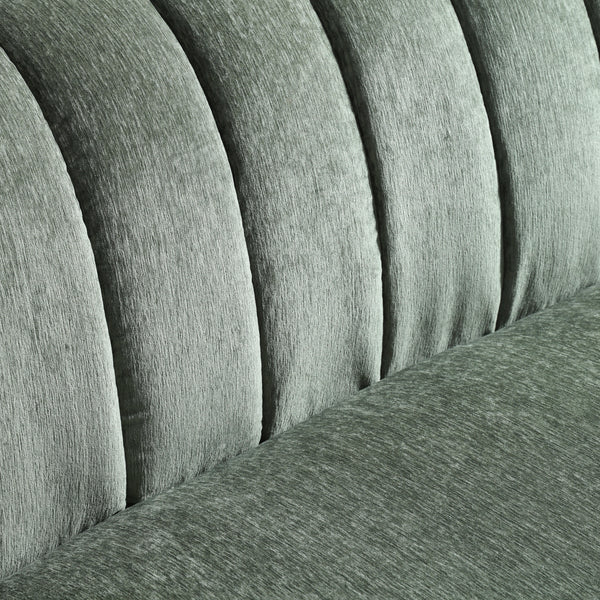Velaf Green Chenille Curved Channeled Sofa (87'')
