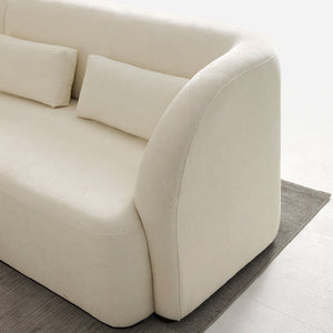 Giverny White Cotton & Linen Curved Sectional Sofa (158")