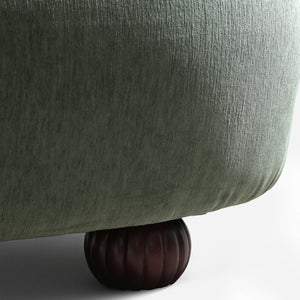 Velaf Green Chenille Curved Channeled Sofa (87'')