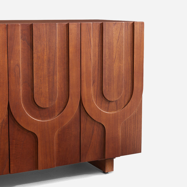 Vidar Carved Mindi Wood Media Console (78")