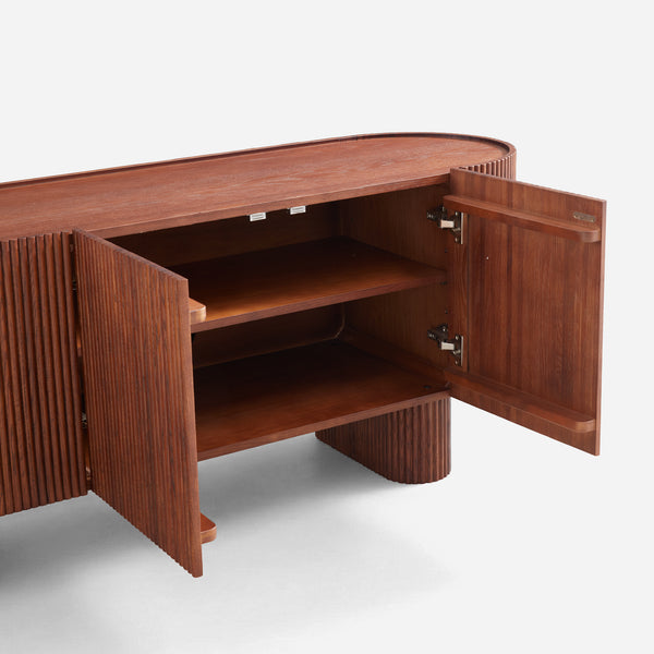 Esmond Walnut Fluted Media Console (84")