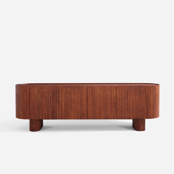 Esmond Walnut Fluted Media Console (84")