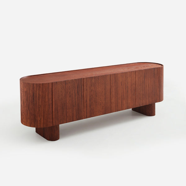 Esmond Walnut Fluted Media Console (84")