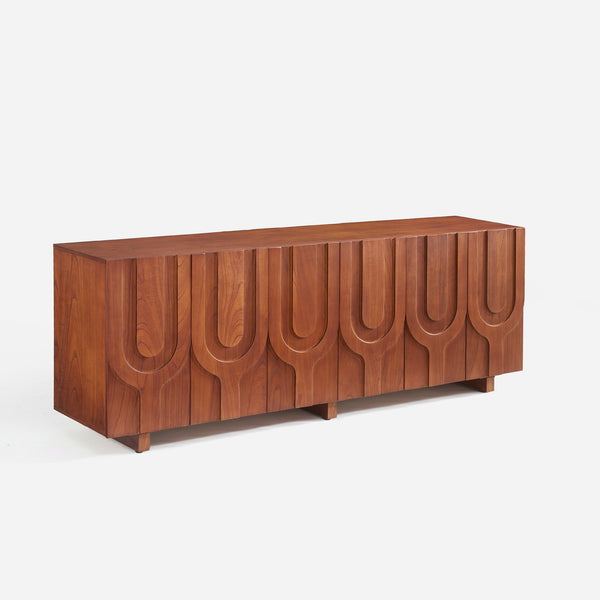 Vidar Carved Mindi Wood Media Console (78")