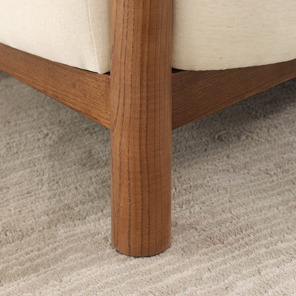 Giverny White Cotton & Linen Barrel Accent Chair